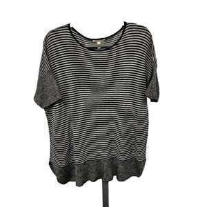 Eileen Fisher Organic Linen Striped Knit Dolman Top Womens Size M *FLAW